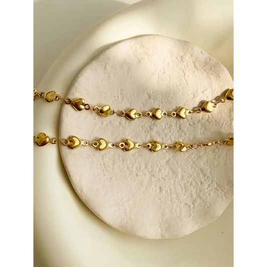 Madeleine Non-Tarnish Petite Heart Chain Bracelet & Necklace - PABOOM