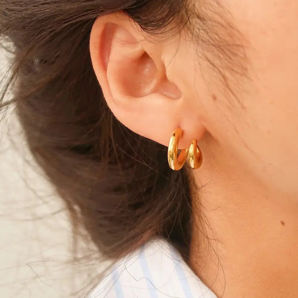 Madison Gold Double C Hoop Earrings - PABOOM