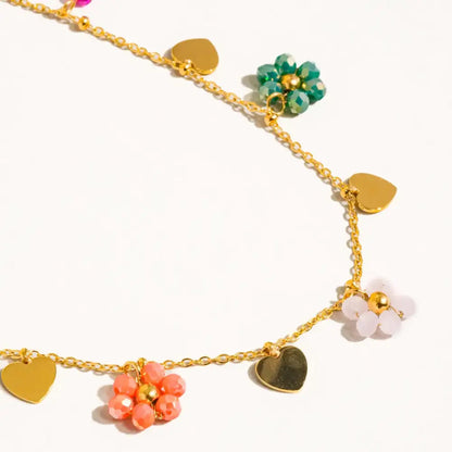 Melvin Gold Flowers And Hearts Necklace - PABOOM