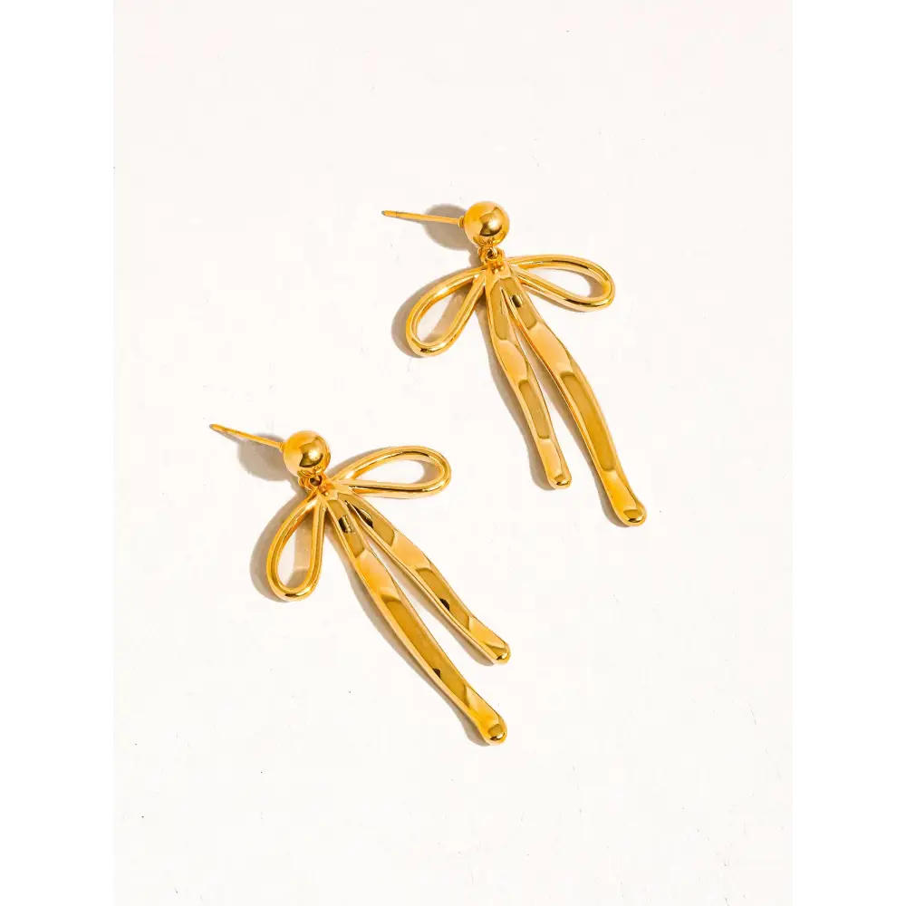 Oliver 18K Gold Non-Tarnish Bow Dangle Earring - PABOOM