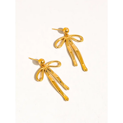 Oliver 18K Gold Non-Tarnish Bow Dangle Earring - PABOOM