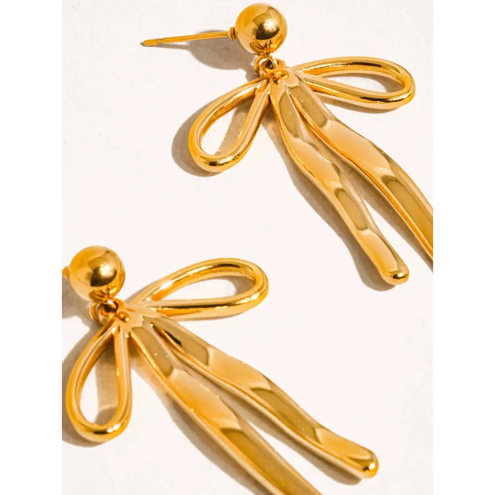 Oliver 18K Gold Non-Tarnish Bow Dangle Earring - PABOOM