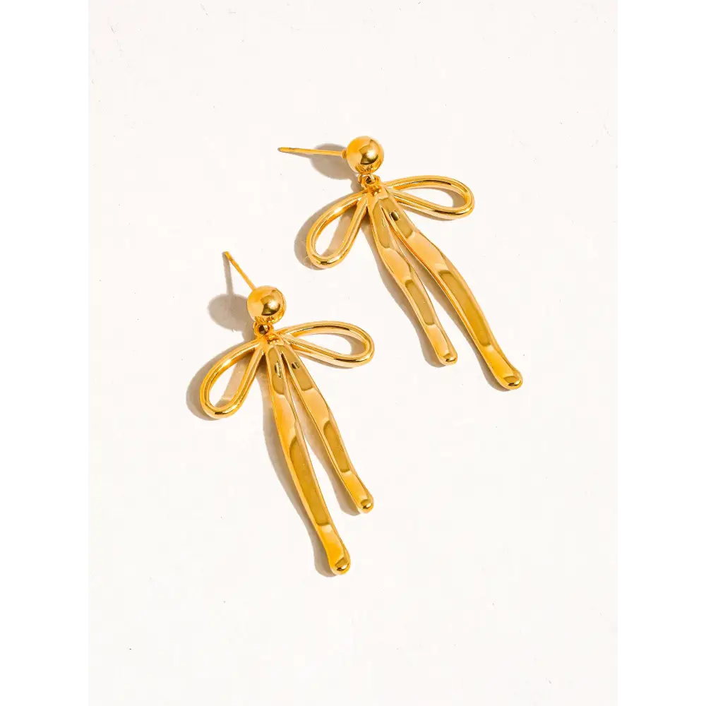 Oliver 18K Gold Non-Tarnish Bow Dangle Earring - PABOOM