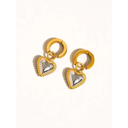 Maiq Accessories - Savon Two Tone Classic Heart Earring Multi-Coloured