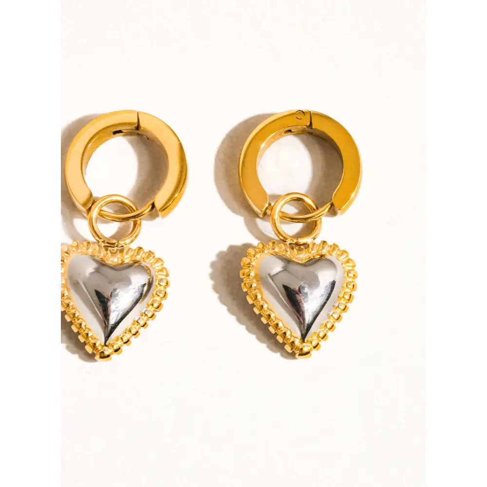 Maiq Accessories - Savon Two Tone Classic Heart Earring Multi-Coloured
