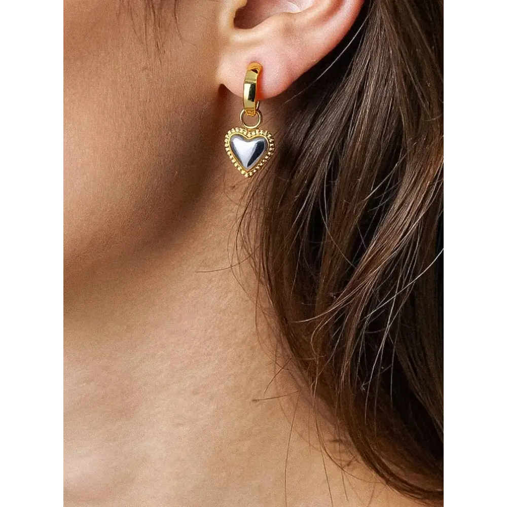 Maiq Accessories - Savon Two Tone Classic Heart Earring Multi-Coloured