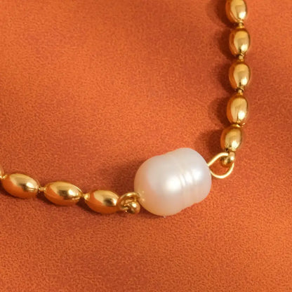 Vigne Gold  Pearl Ball Chain Necklace - PABOOM