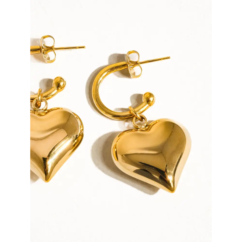 Viona 18K Non-Tarnish Dangle Heart Earring - PABOOM