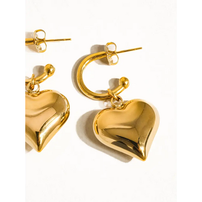 Viona 18K Non-Tarnish Dangle Heart Earring - PABOOM