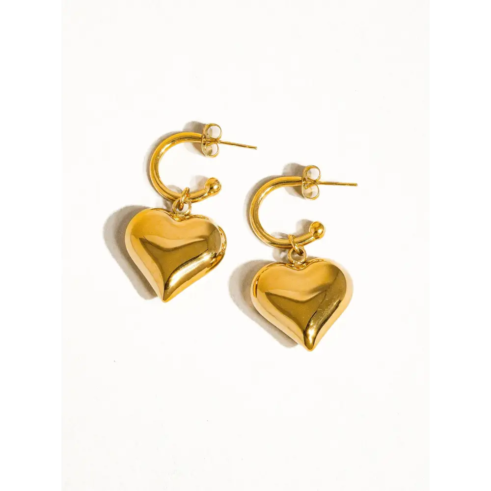 Viona 18K Non-Tarnish Dangle Heart Earring - PABOOM
