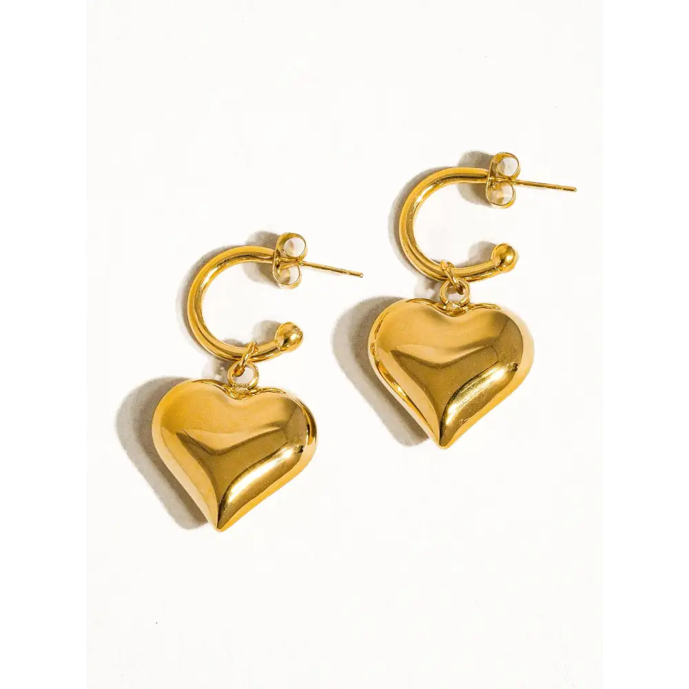 Viona 18K Non-Tarnish Dangle Heart Earring - PABOOM