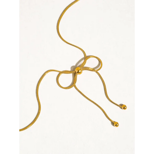 Wildrose 18K Non-Tarnish Bow Chain Necklace - PABOOM
