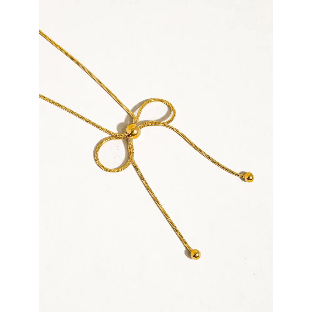 Wildrose 18K Non-Tarnish Bow Chain Necklace - PABOOM