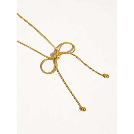 Wildrose 18K Non-Tarnish Bow Chain Necklace - PABOOM