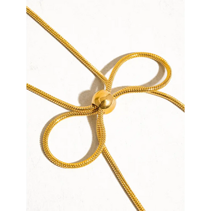 Wildrose 18K Non-Tarnish Bow Chain Necklace - PABOOM