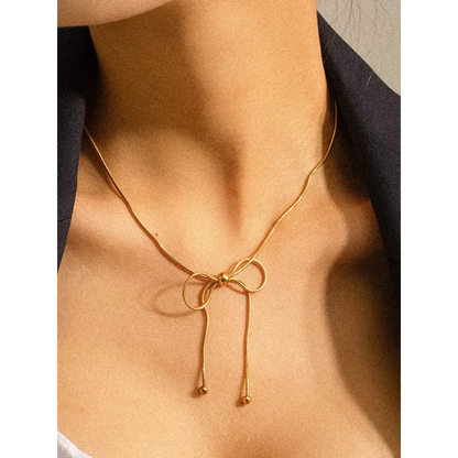 Wildrose 18K Non-Tarnish Bow Chain Necklace - PABOOM