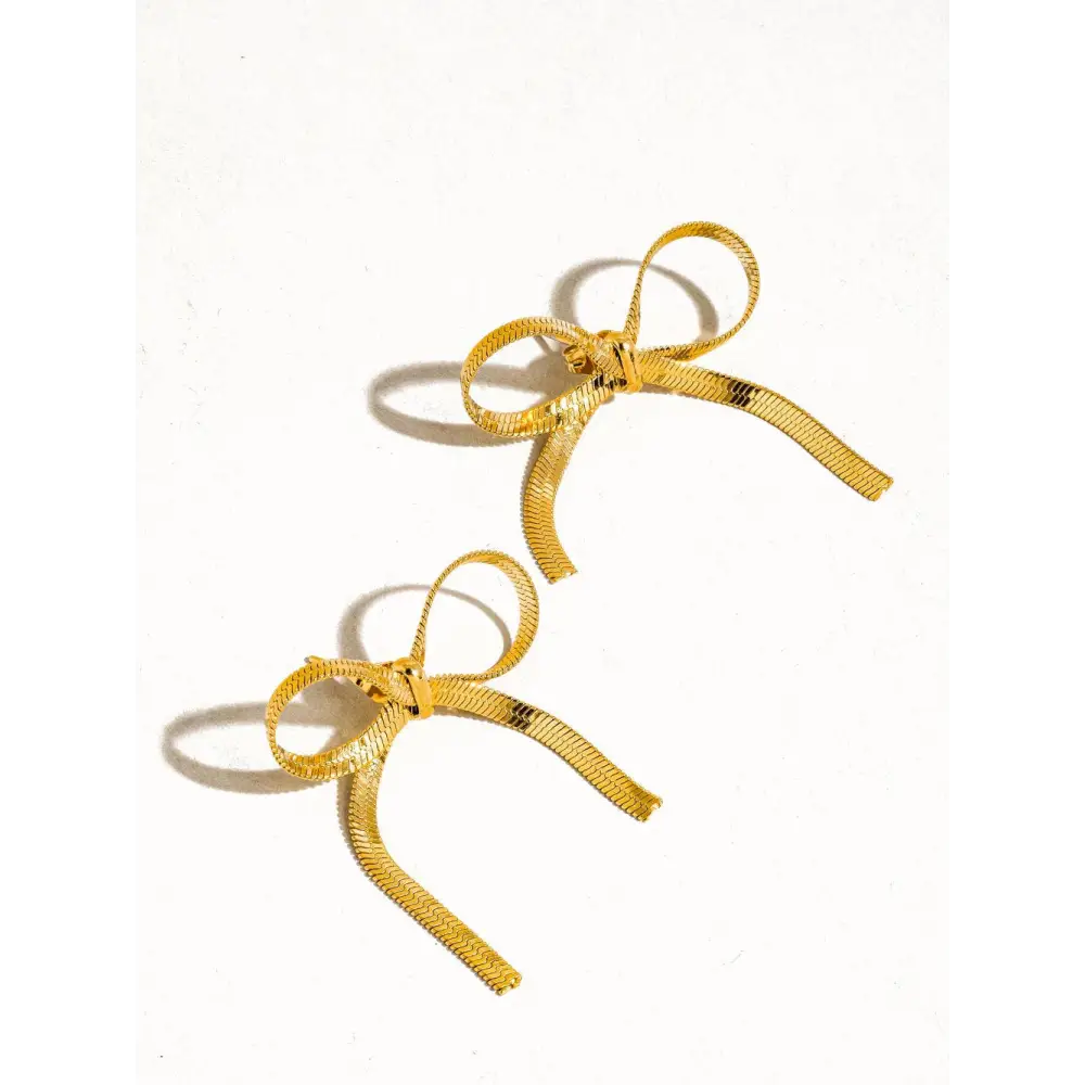 Winona 18K Non-Tarnish Flat Bow Chain Studs - PABOOM