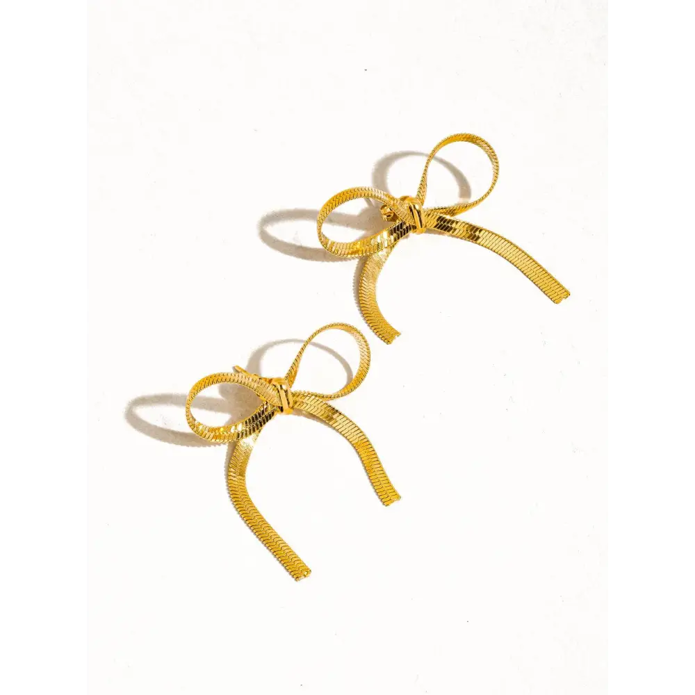 Winona 18K Non-Tarnish Flat Bow Chain Studs - PABOOM