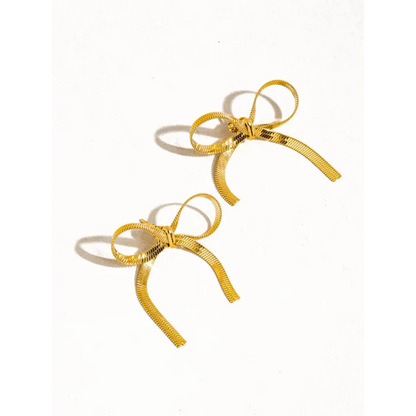 Winona 18K Non-Tarnish Flat Bow Chain Studs - PABOOM