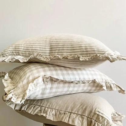 Linen Lumbar Ruffle Cushion Cover - PABOOM