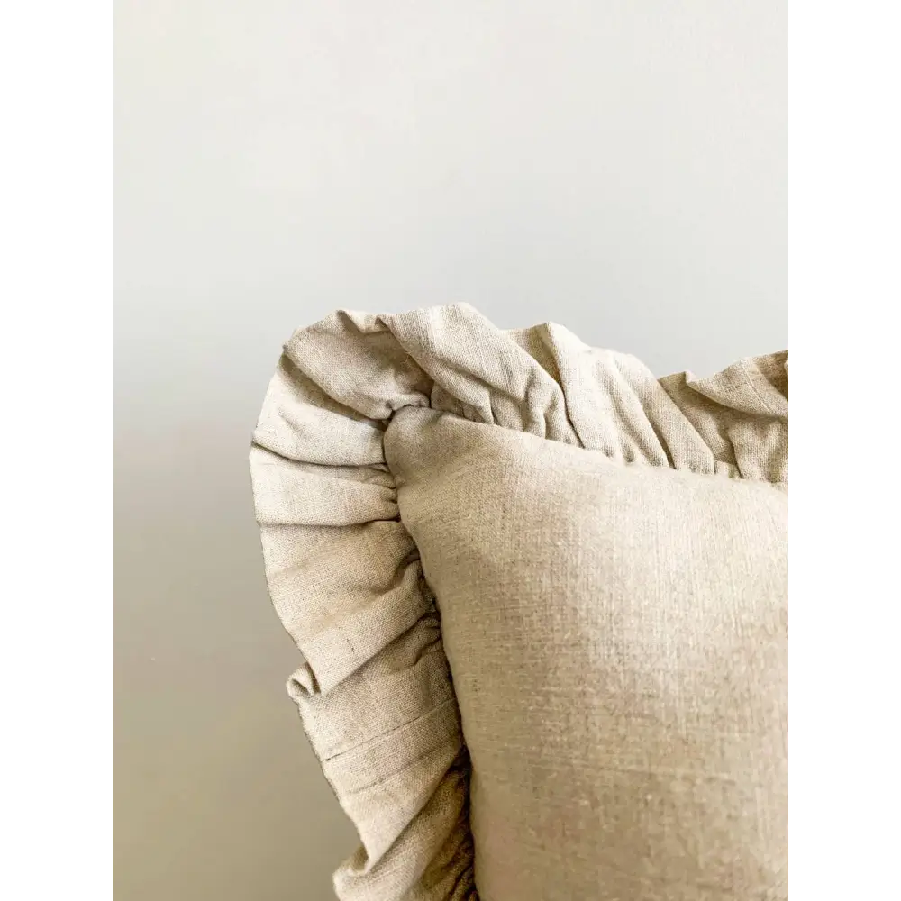 Linen Lumbar Ruffle Cushion Cover - PABOOM