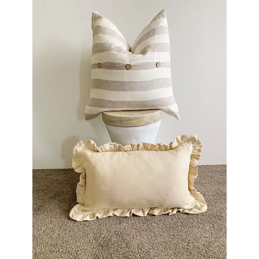 Linen Lumbar Ruffle Cushion Cover - PABOOM