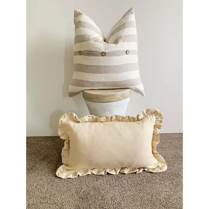 Linen Lumbar Ruffle Cushion Cover - PABOOM