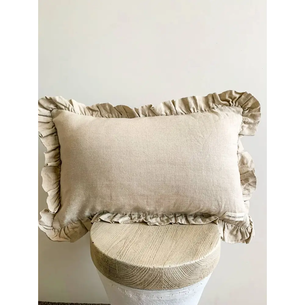 Linen Lumbar Ruffle Cushion Cover - PABOOM