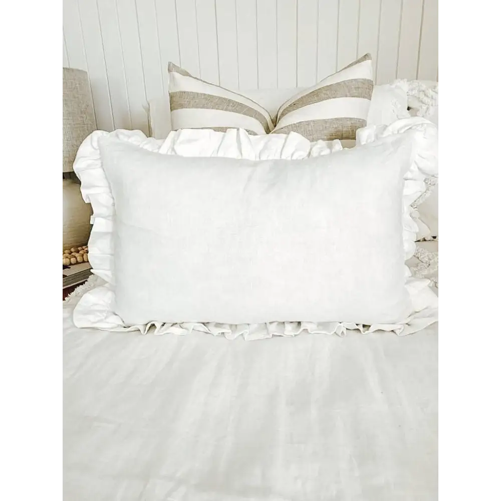 Linen Lumbar Ruffle Cushion Cover - PABOOM