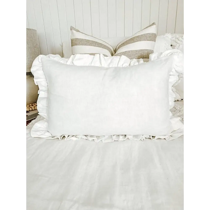 Linen Lumbar Ruffle Cushion Cover - PABOOM