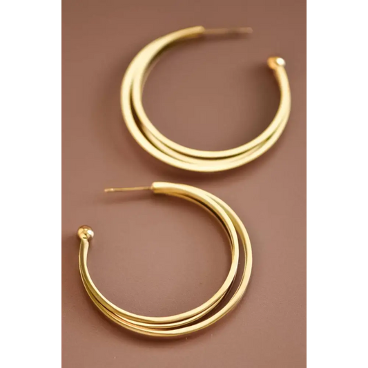 Mia Accessories - 18K Gold Plated Waterproof Stainless Steel Hoop Earrings - 7132 S0OX3T7132