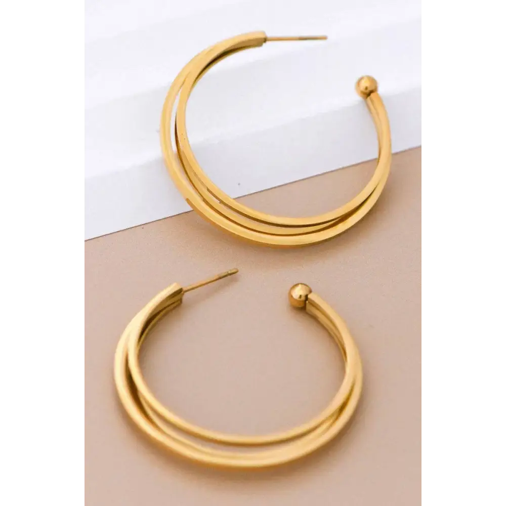 Mia Accessories - 18K Gold Plated Waterproof Stainless Steel Hoop Earrings - 7132 S0OX3T7132