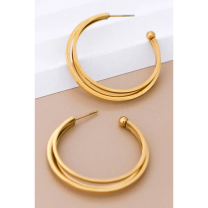 Mia Accessories - 18K Gold Plated Waterproof Stainless Steel Hoop Earrings - 7132 S0OX3T7132