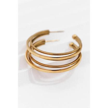 Mia Accessories - 18K Gold Plated Waterproof Stainless Steel Hoop Earrings - 7132 S0OX3T7132