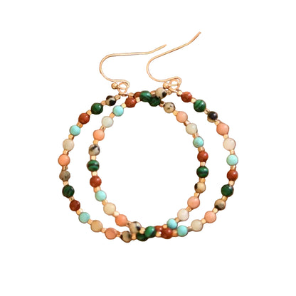 Mia Accessories - Natural Stone Beaded Circle Drop Earrings - 6116 S0OX3T6116 Multicolor