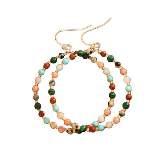 Mia Accessories - Natural Stone Beaded Circle Drop Earrings - 6116 S0OX3T6116 Multicolor