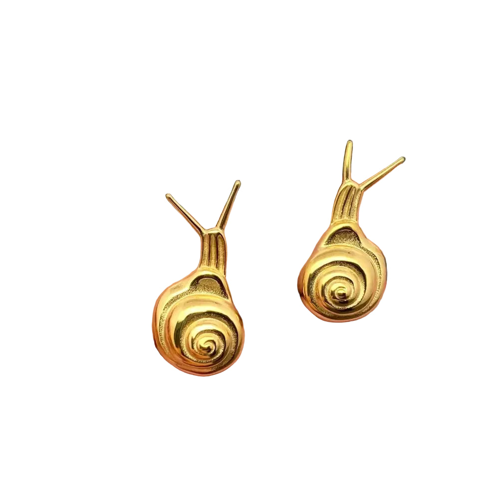 Mio Queena - 18K Gold Plated Stainless Steel Snail Stud Earrings - FGS
