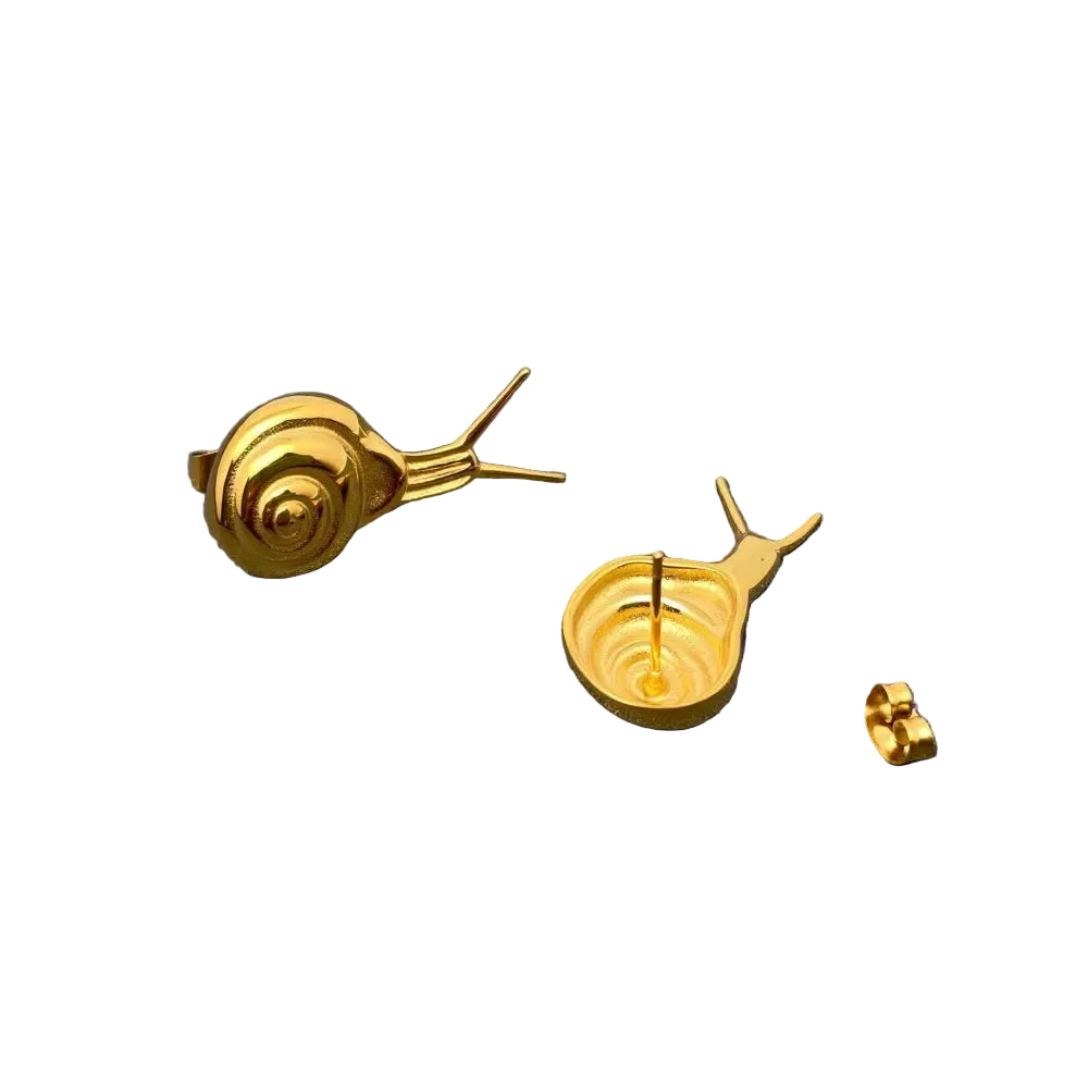 Mio Queena - 18K Gold Plated Stainless Steel Snail Stud Earrings - FGS