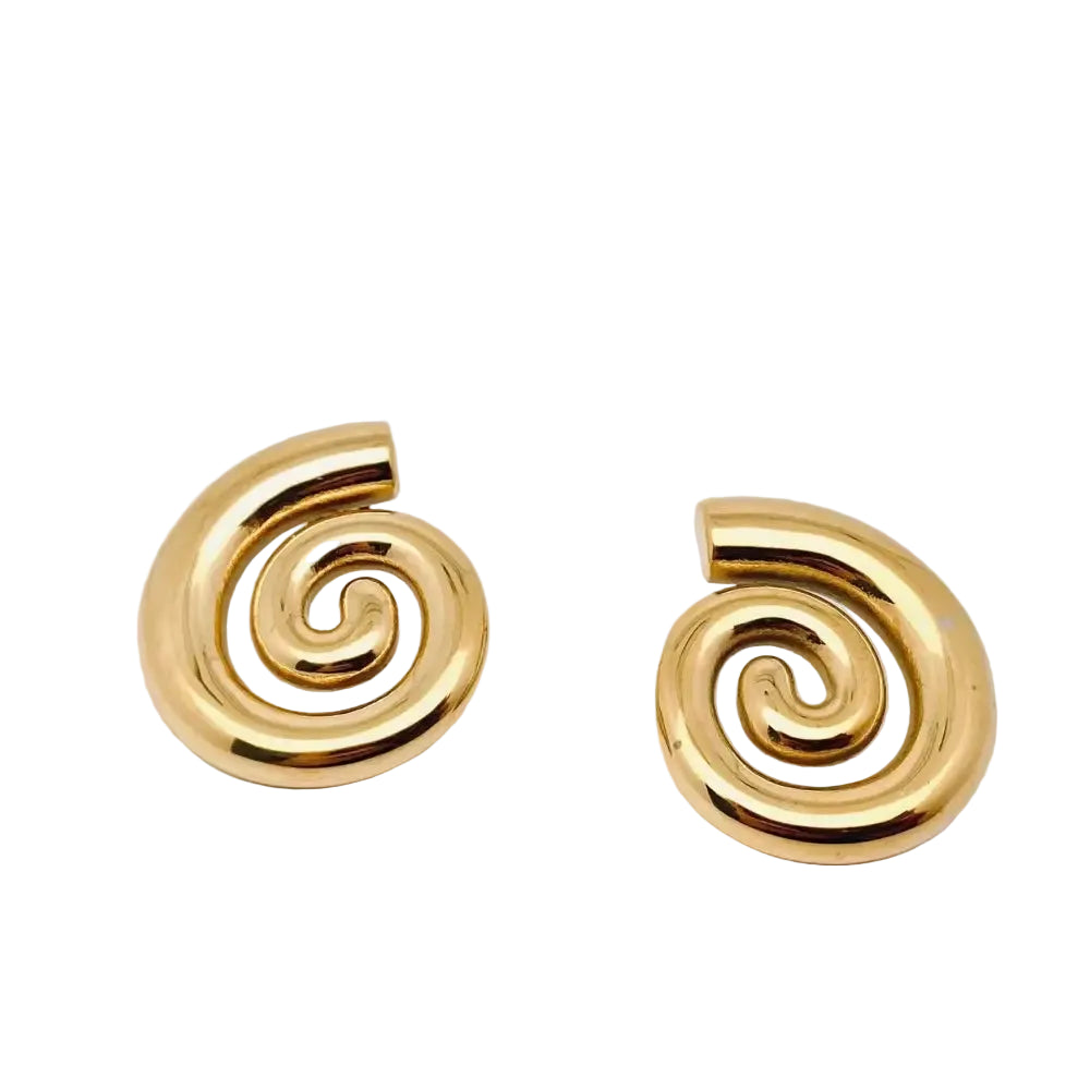 Mio Queena - Conch Shape 18K Gold Plated Stainless Steel Earrings - FGS