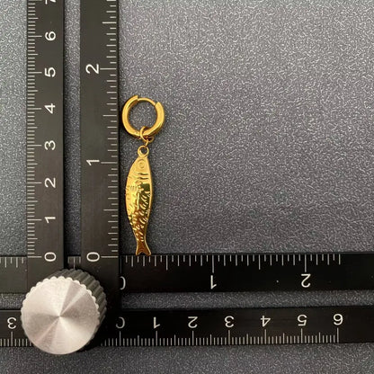 Mio Queena - Fish Charm 18K Gold Plated S.Steel Huggie Earrings - FGS