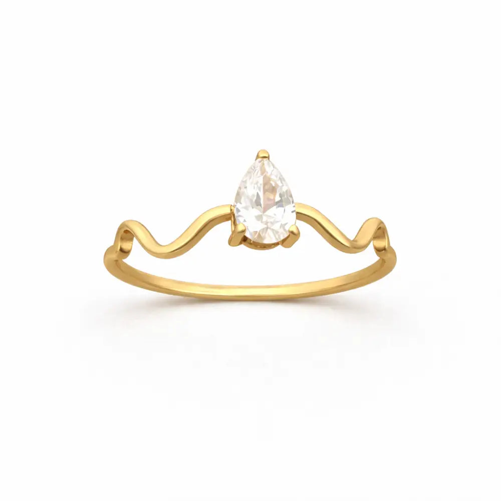 Mio Queena - Inlaid Zirconl Wavy Ring