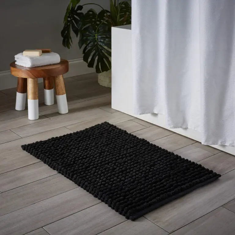 Moda At Home - Puff Chunky Bathmat Microfibre Black 20x32’’