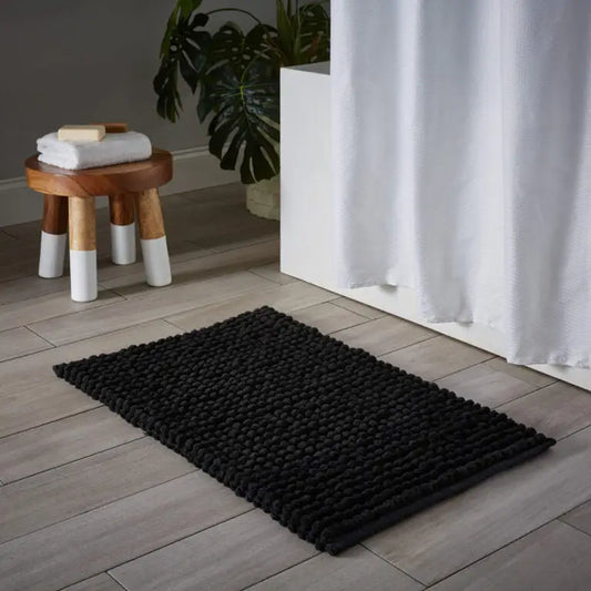 Moda At Home - Puff Chunky Bathmat Microfibre Black 20x32’’