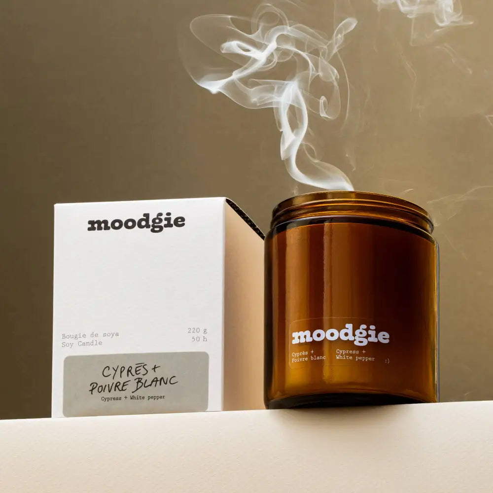 moodgie - Cyprès + Poivre blanc / 220 g - candle packaging