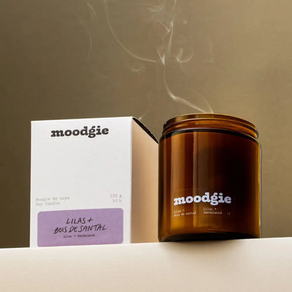 moodgie - Lilas + Bois de santal / 220 g - amber candle box