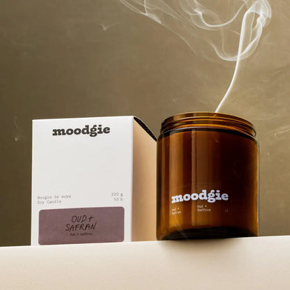 moodgie - Oud + Safran / 220 g - brown candle box