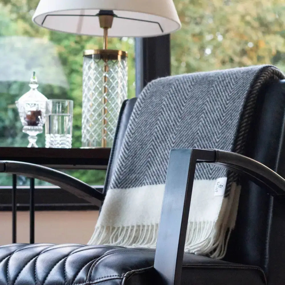 MoST - Wool Throw Blanket FLORENCE - gray