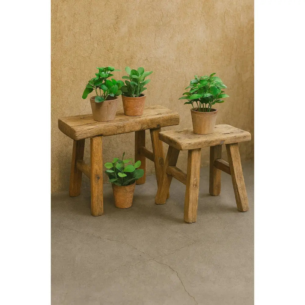 NACH - Rect. Antique Mini Stool L