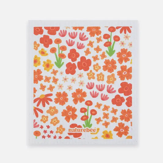 Sponge Cloth Orange Floral - PABOOM