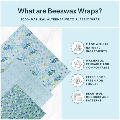 Wildflower Beeswax Wrap Variety Set - Blue